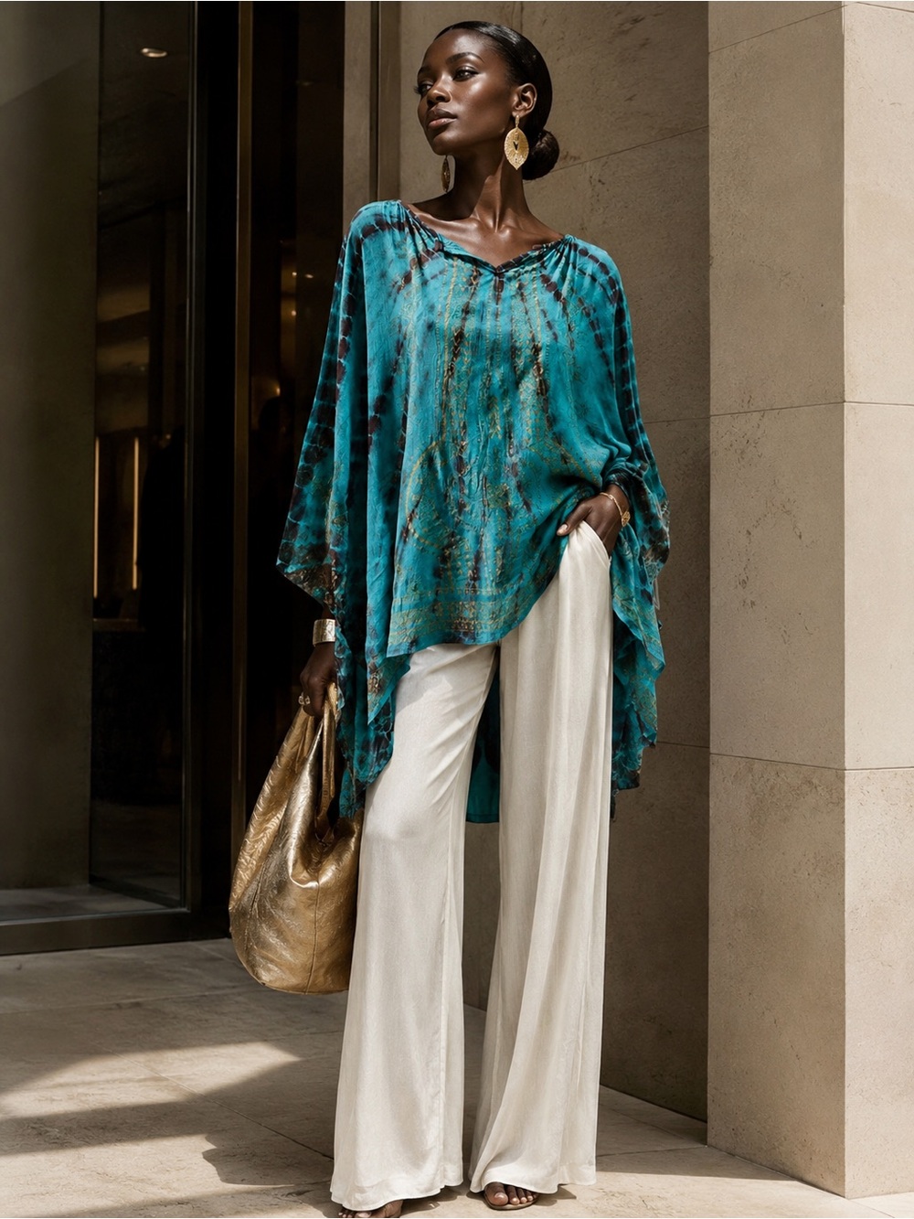 World Market Oversize Tie Dye Poncho Top NWT